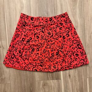 Orange-red Leopard Print Skirt